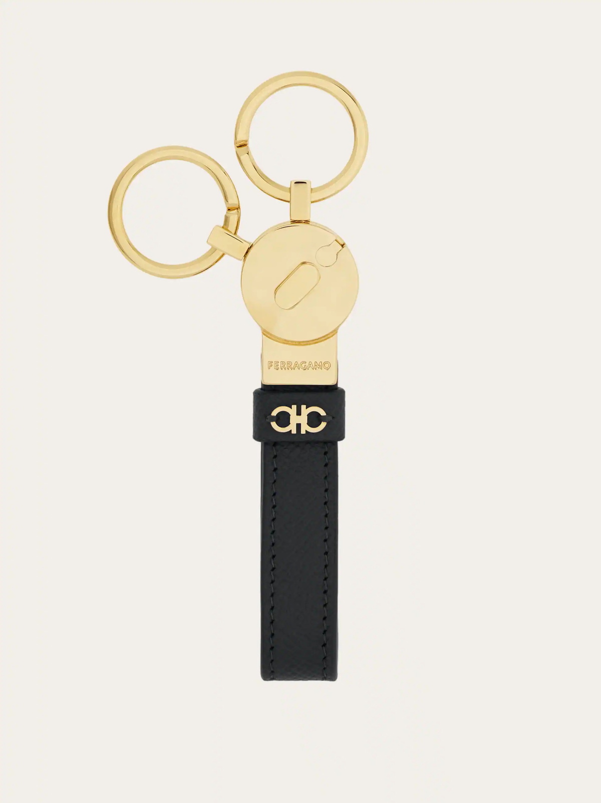 Ferragamo Mens Gancini key holder in Black