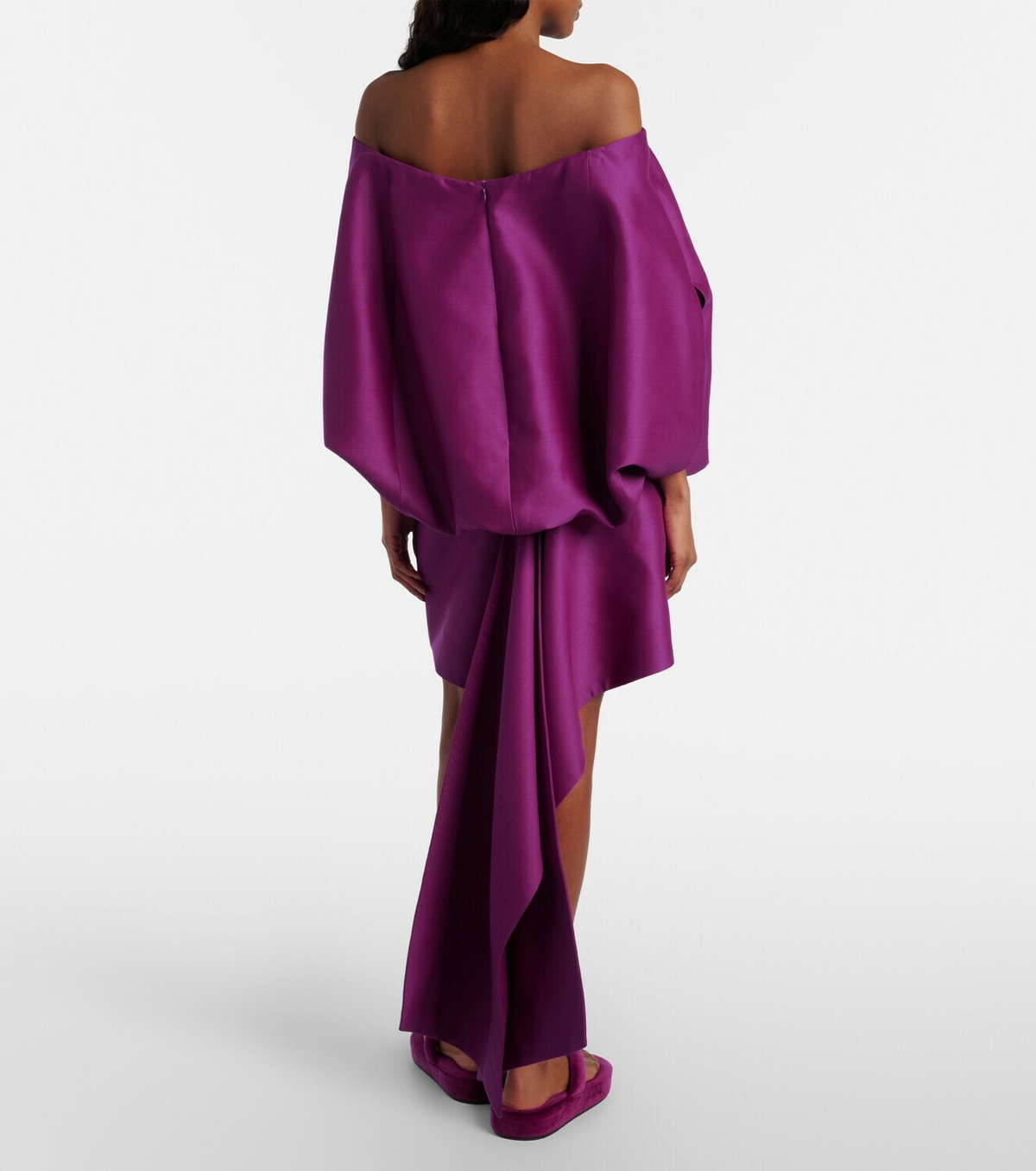 Balenciaga Off-shoulder wool and silk minidress