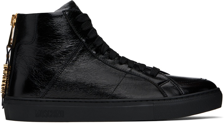 Photo: Moschino Black High-Top Sneakers