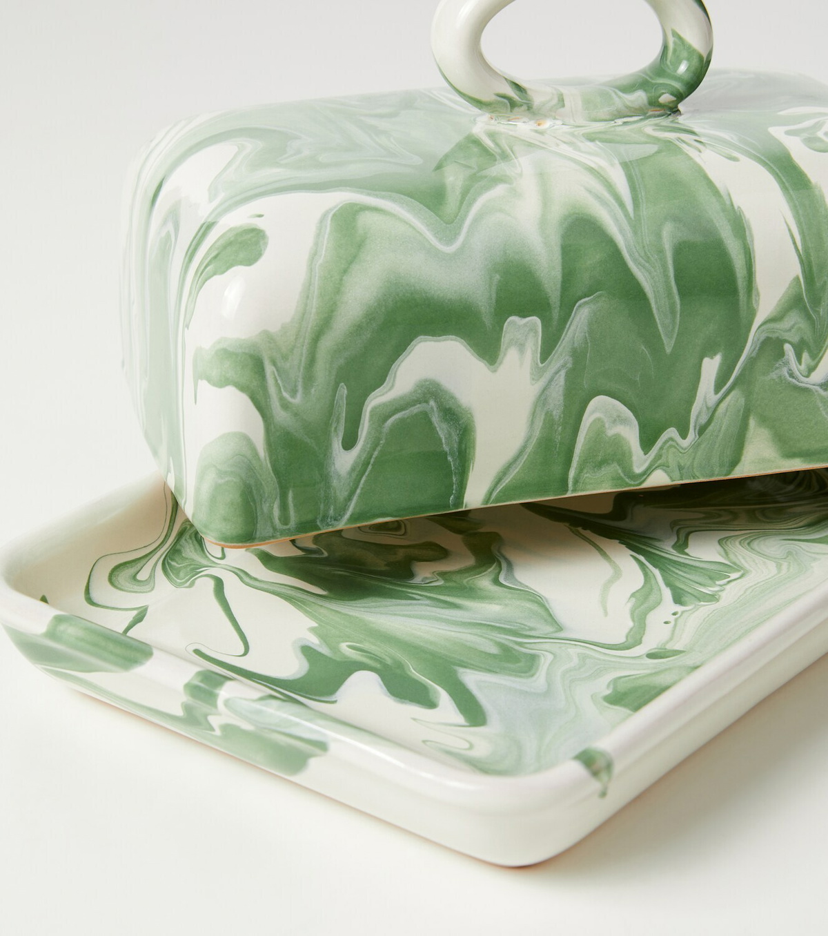 Cabana Marbled ceramic butter dish
