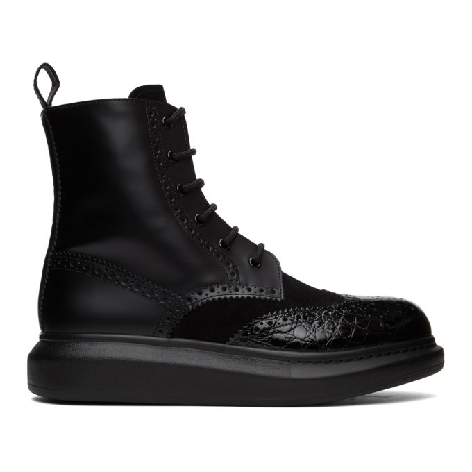 Photo: Alexander McQueen Black Hybrid Panelled Boots