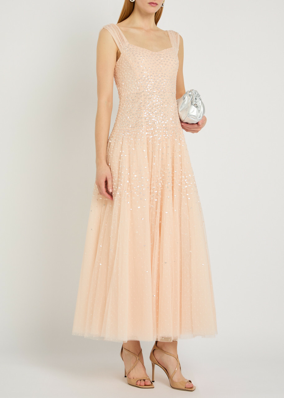 Needle & Thread Sunrise Sequin-embellished Tulle Gown Light Pink