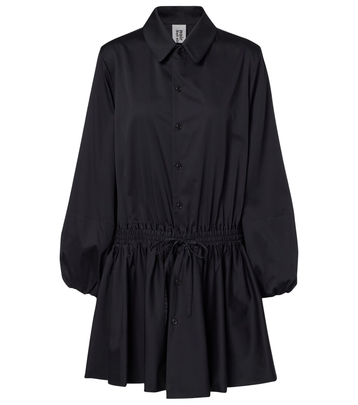 ワンピース noir kei ninomiya Frilly Shirt Dress Puff-sleeve cotton poplin maxi dress in black - Noir Kei Ninomiya