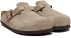 Birkenstock Taupe Regular Boston Soft Footbed Slip-on Loafers
