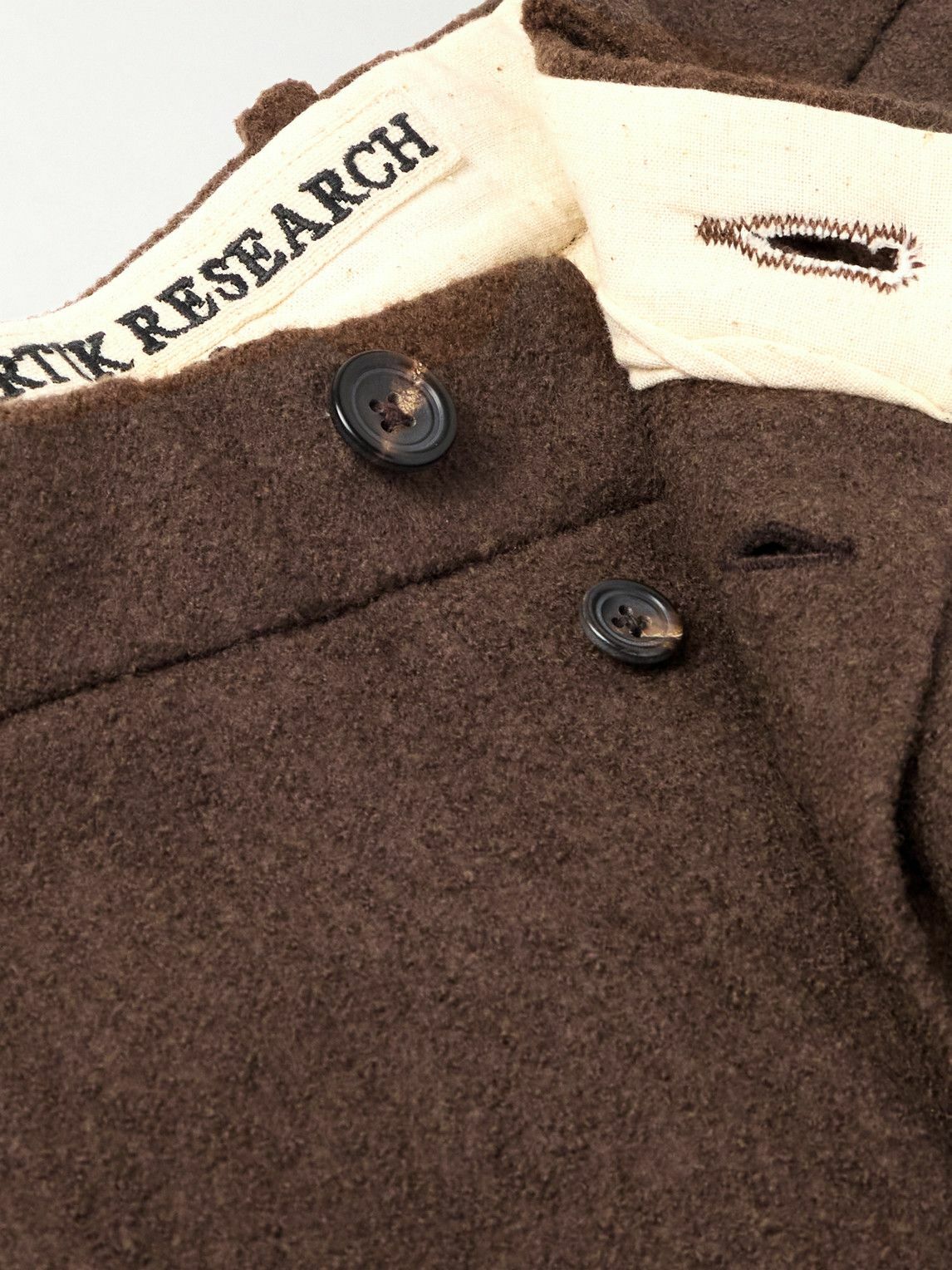 Kartik Research - Straight-Leg Pleated Brushed-Wool Trousers - Brown