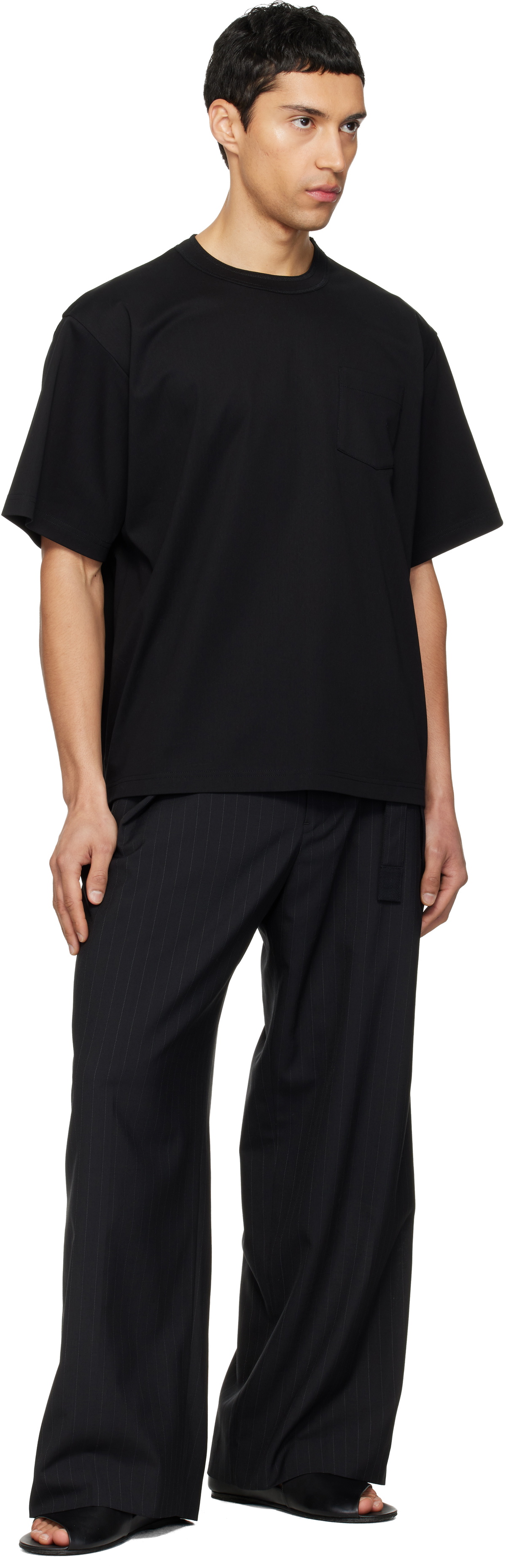 sacai Black Cotton Jersey T-shirt