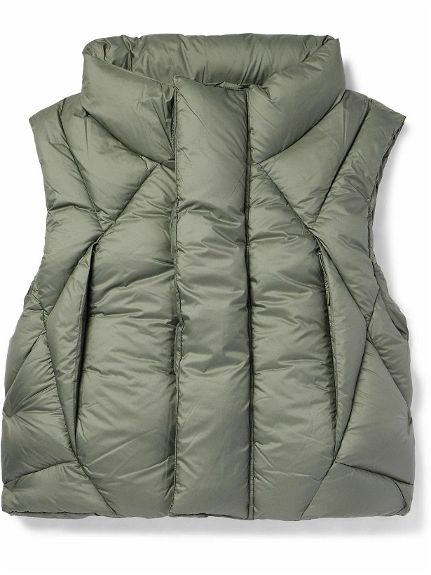 Photo: Entire Studios - Grid Cropped Quilted Shell Down Gilet - Green