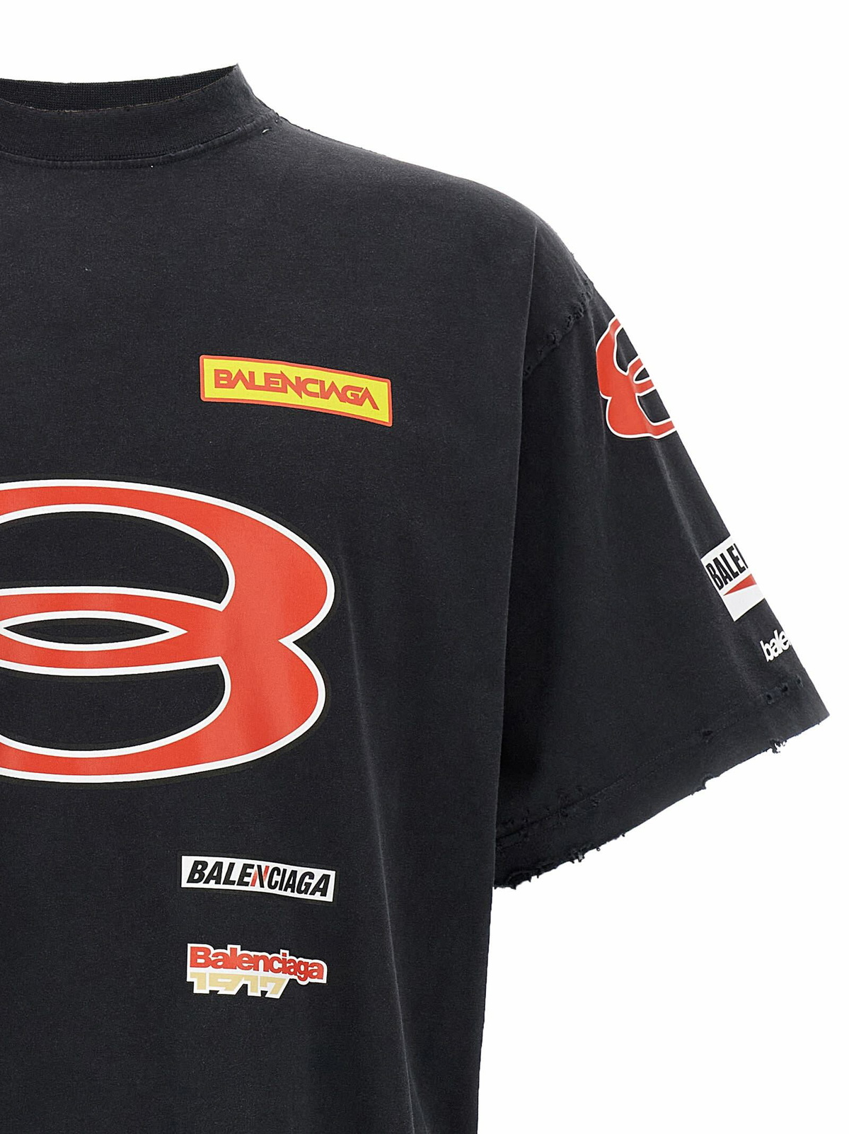 【BALENCIAGA】ブラックSponsor Logos Tシャツ オーバーサイズ Balenciaga Men's Sponsor Logos Oversized Graphic T-Shirt