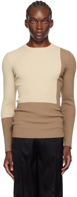 Photo: Peter Do Beige & Tan Color Block Sweater