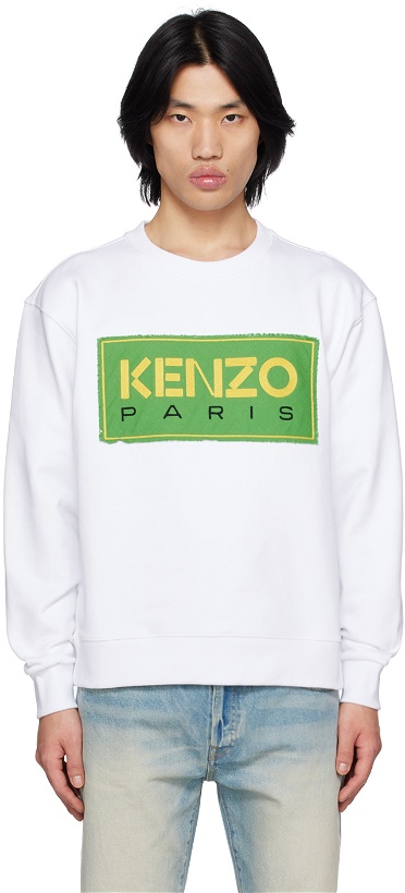 Photo: Kenzo White Kenzo Paris Embroidered Sweatshirt