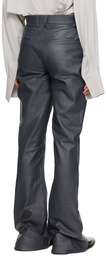 Aaron Esh Gray Asymmetric Leather Pants