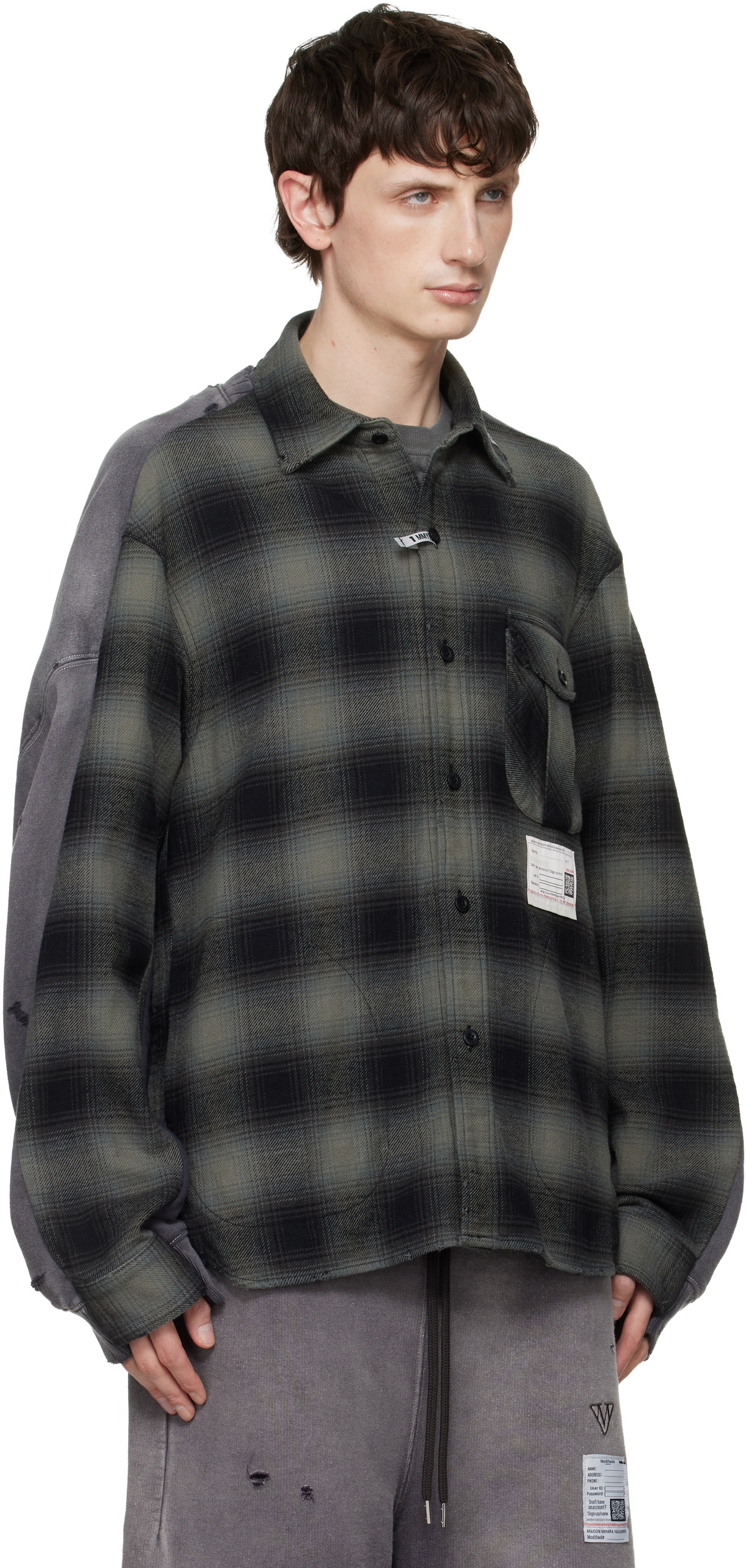 Maison MIHARA YASUHIRO Gray Front Back Combined Check Shirt