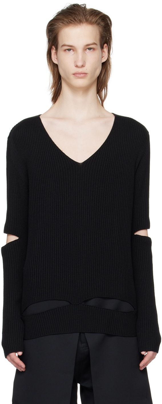 T/SEHNE Black Ribbed Sweater