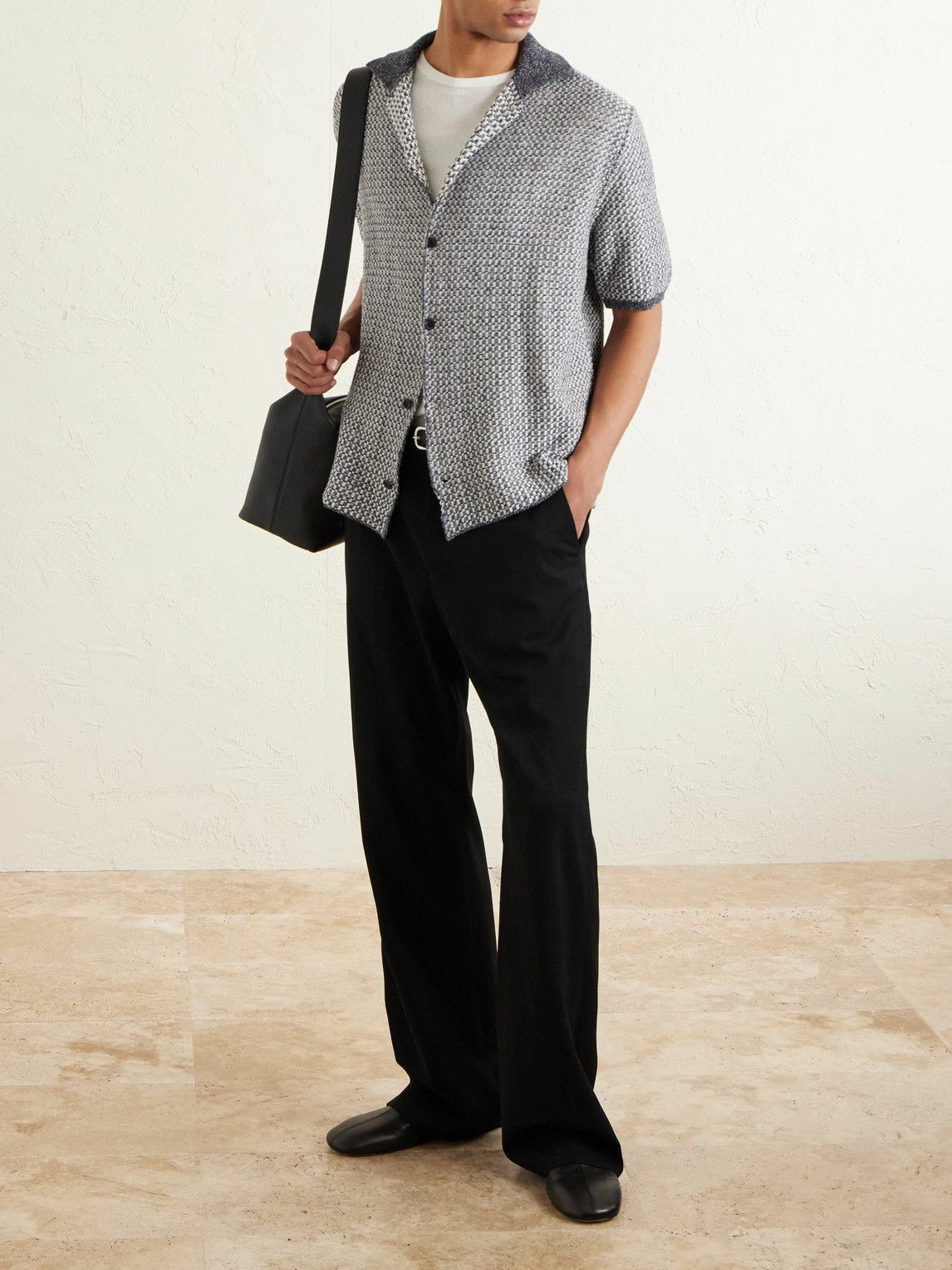 Inis Meáin - Tonnta Camp-Collar Linen, Cotton and Cashmere-Blend