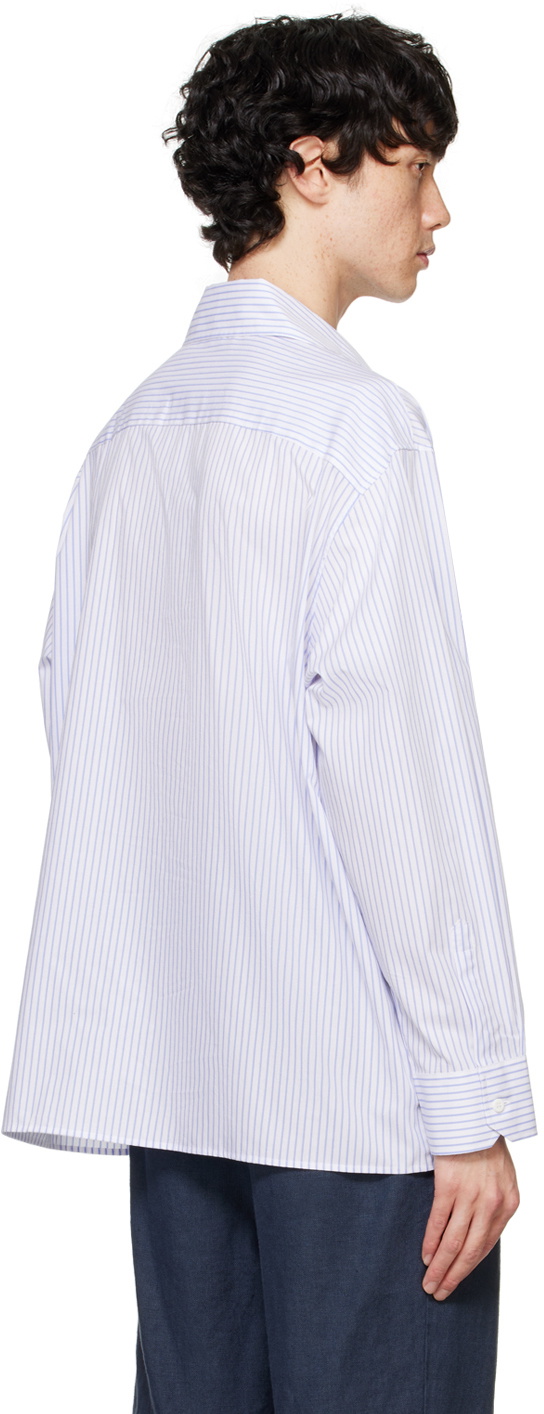 Charles Jeffrey LOVERBOY White & Blue Stripe Oversized Shirt
