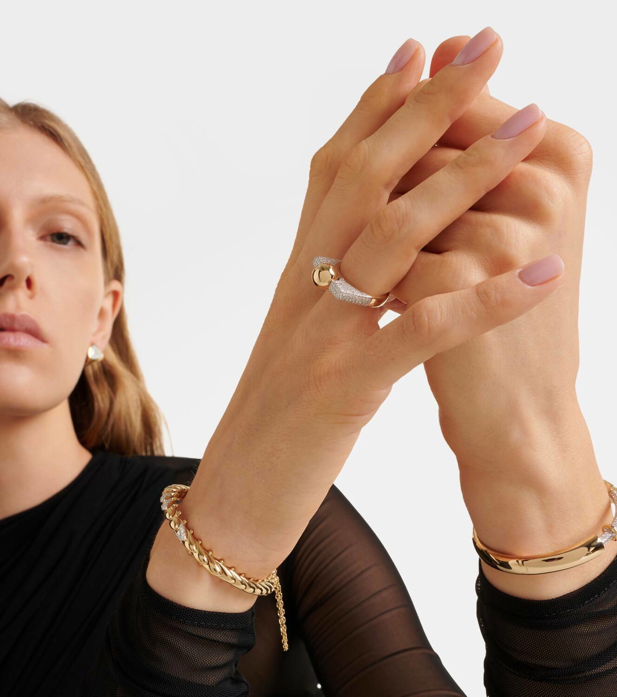 Rainbow K Ball 14kt gold ring with diamonds