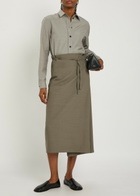Calvin Klein Sophie Wool and Silk-blend Shirt Grey