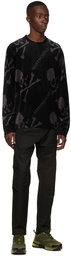 mastermind WORLD Black Velour All-Over Long Sleeve T-Shirt