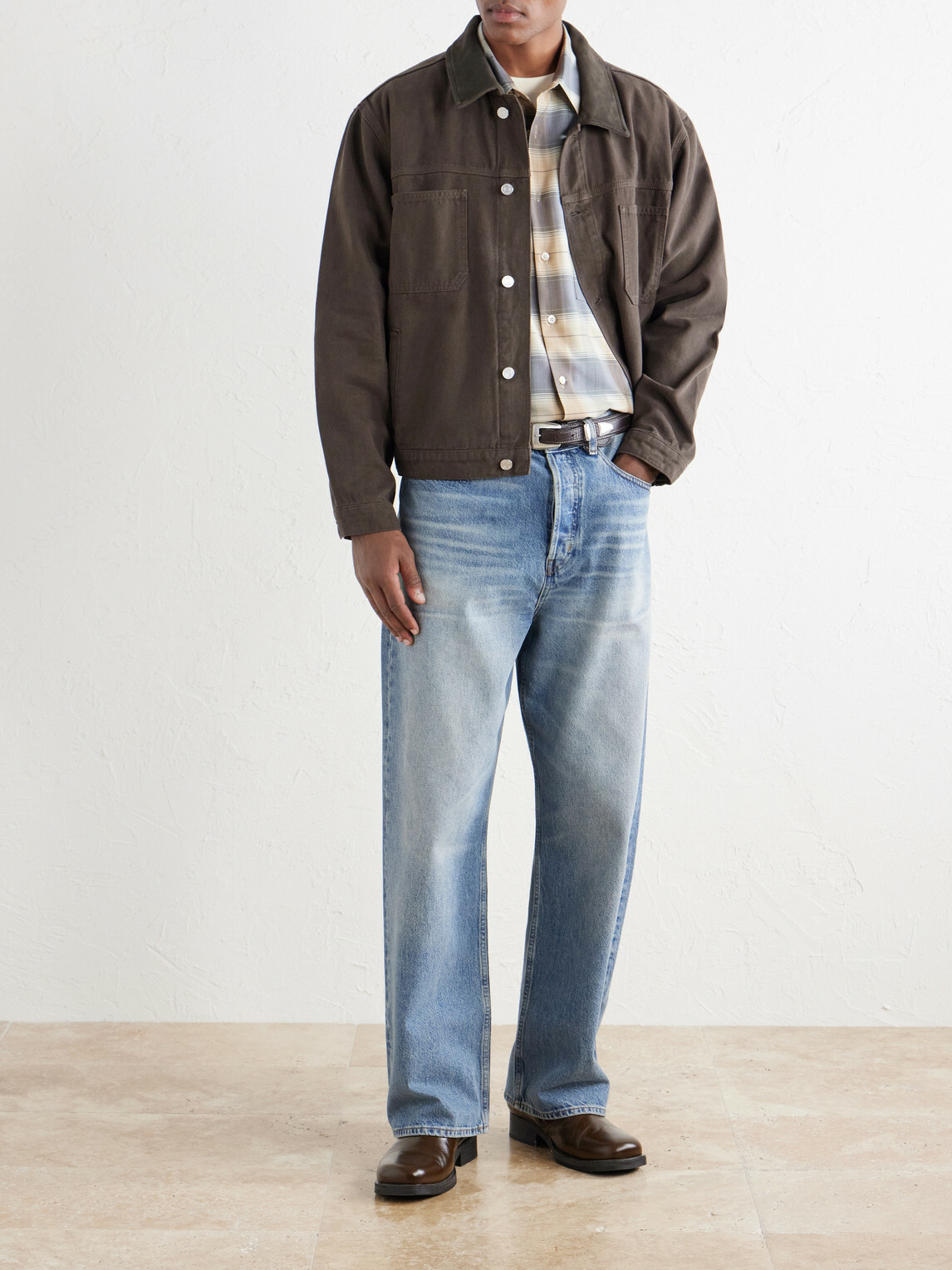 FRAME - Suede-Trimmed Cotton-Canvas Jacket - Brown