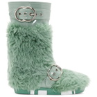 Miu Miu Green Eco Shearling Moon Boots