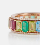 Shay Jewelry Rainbow Pavé Border Eternity 18kt gold ring with diamonds and gemstones