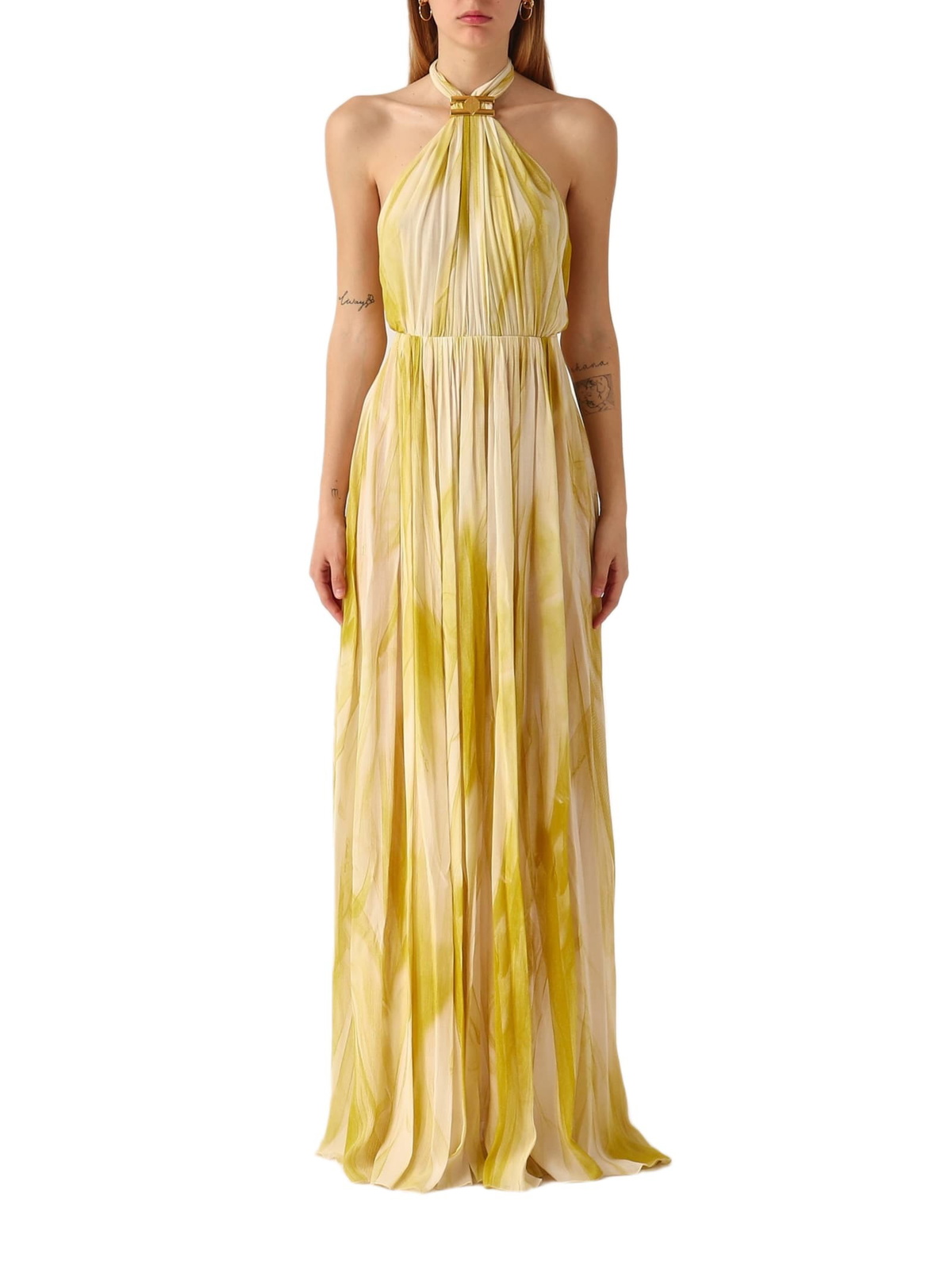 ワンピース ELISABETTA FRANCHI Woman Dress Yellow AB772 DC7 Elisabetta Franchi dress in yellow floral jacquard | H-Brands