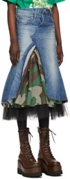 Junya Watanabe Blue Denim & Tulle Skirt