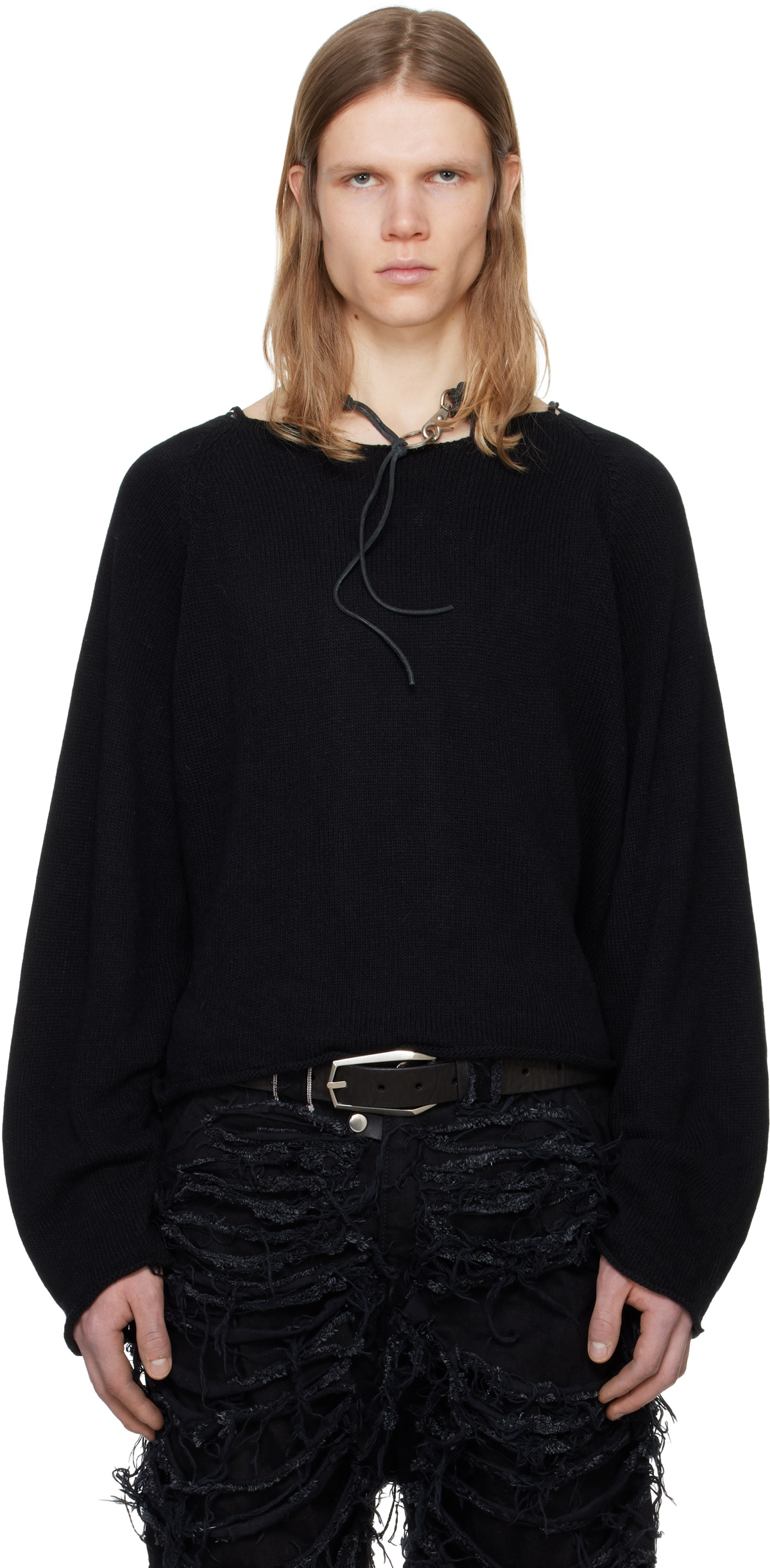 Swampgod Black Hand Knit Basic Sweater