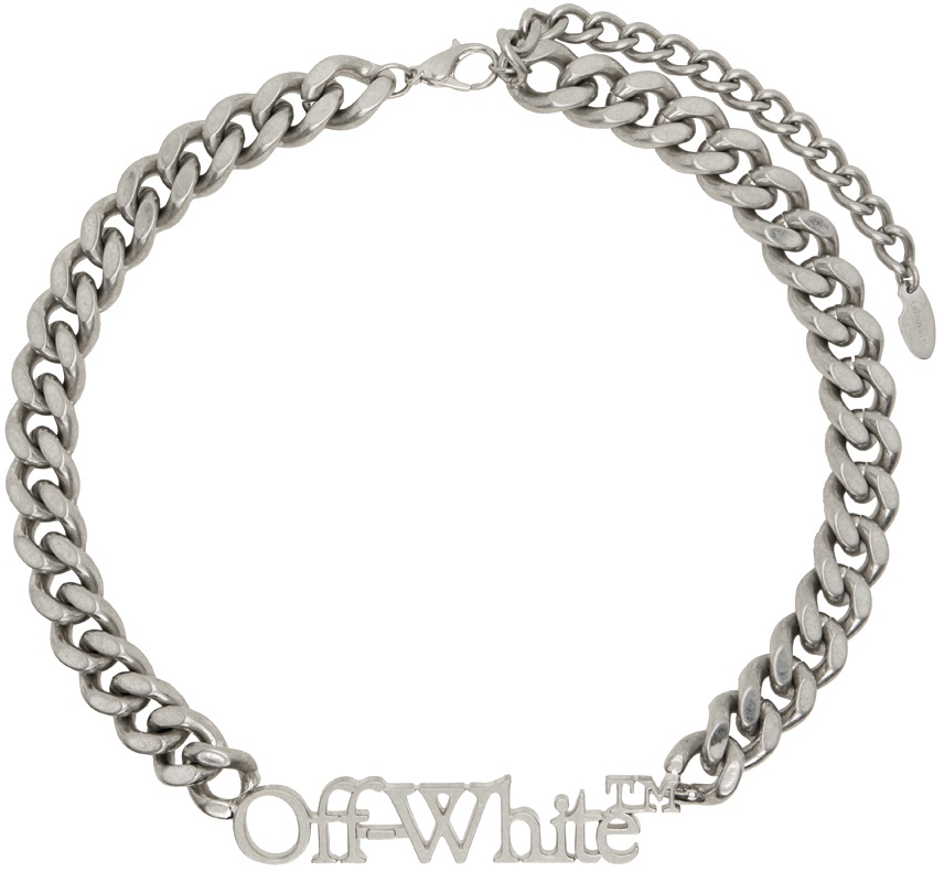Off-White Silver Logo Chain Necklace