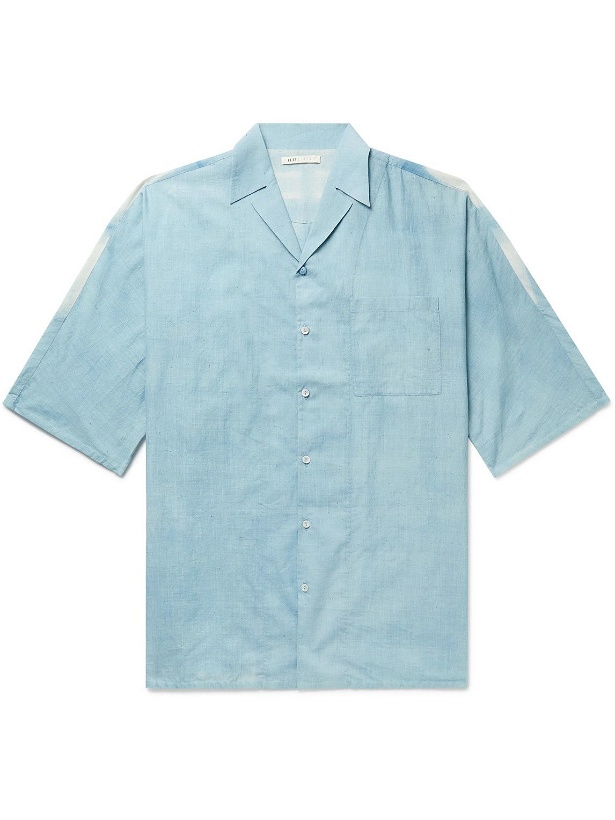 Photo: 11.11/eleven eleven - Camp-Collar Indigo-Dyed Slub Cotton-Voile Shirt - Blue