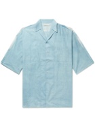 11.11/eleven eleven - Camp-Collar Indigo-Dyed Slub Cotton-Voile Shirt - Blue