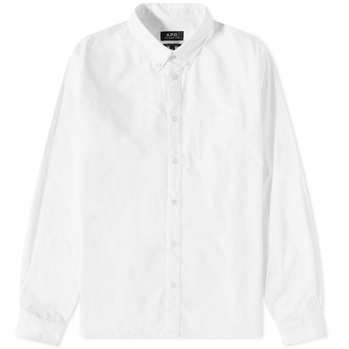 Photo: A.P.C. Men's Eduoard Logo Button Down Shirt in White