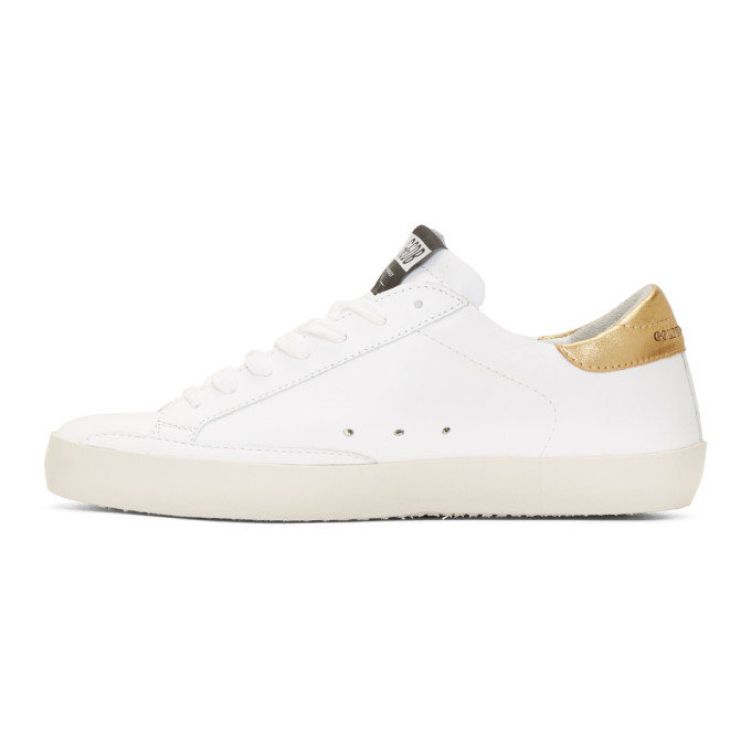 Golden Goose White and Gold Superstar Sneakers Golden Goose