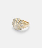 Yvonne Léon Chevalière Coquillage 18kt gold ring with diamonds