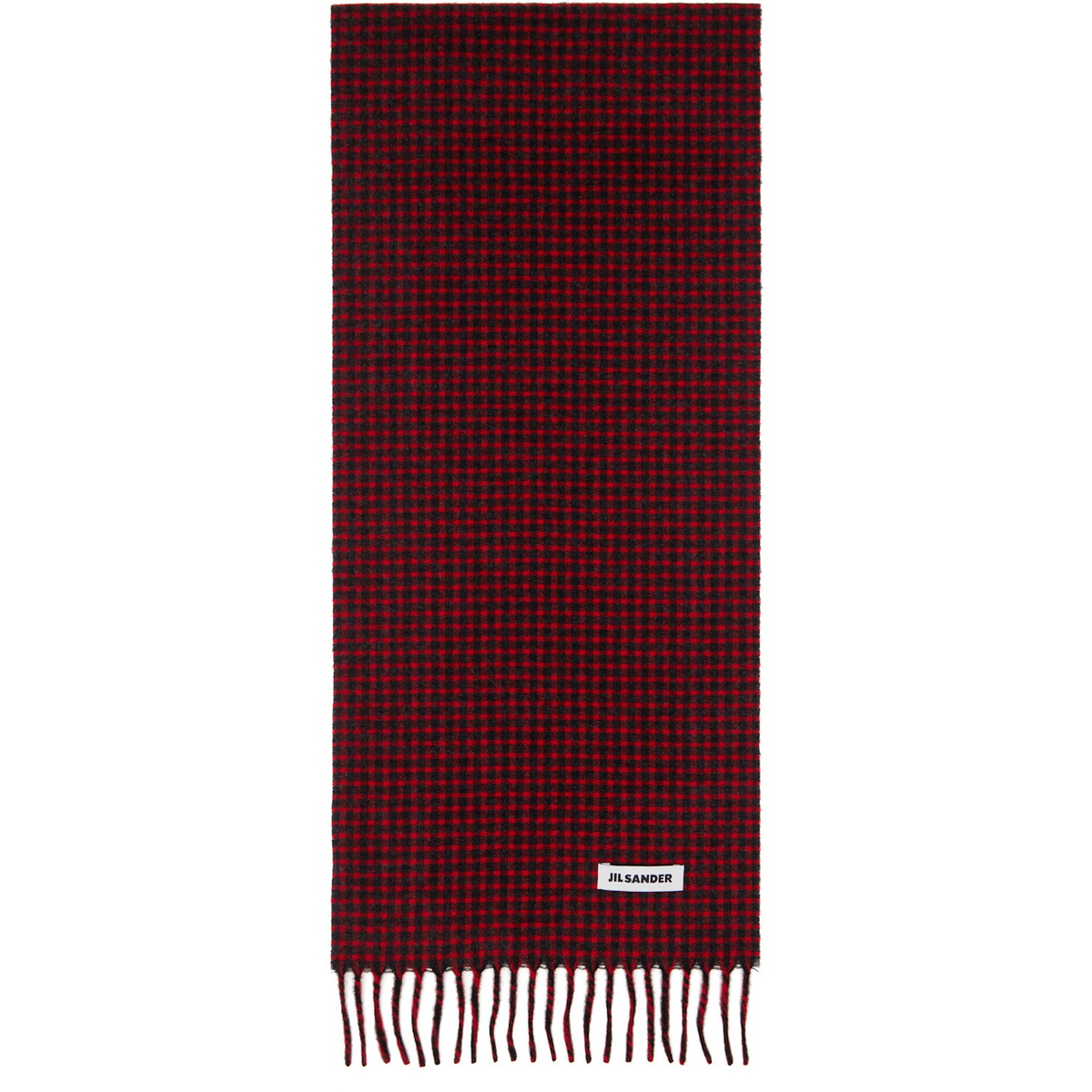 Jil Sander Red & Black Check Scarf