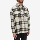 Isabel Marant Men's Ebbazh Check Wool Overshirt in Ecru