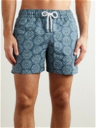 Frescobol Carioca - Medalhao Sport Straight-Leg Mid-Length Printed Recycled Swim Shorts - Blue