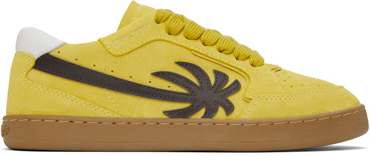 Photo: Palm Angels Yellow & Brown New Palm 1 Suede Sneakers