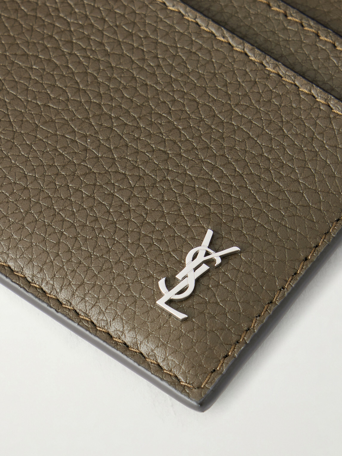 SAINT LAURENT - Tiny Cassandre Logo-Appliquéd Full-Grain Leather Cardholder