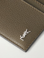 SAINT LAURENT - Tiny Cassandre Logo-Appliquéd Full-Grain Leather Cardholder