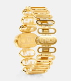 Fendi O'Lock stainless steel watch with diamonds and lapis lazuli