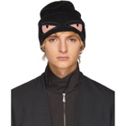 Fendi Black and Pink Bag Bugs Beanie