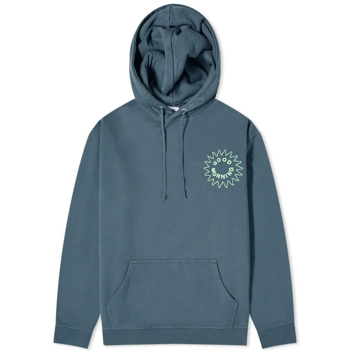 Photo: Good Morning Tapes Men's Sun Logo Popover Hoodie in Abyss