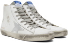 Golden Goose White & Silver Francy Classic High-Top Sneakers