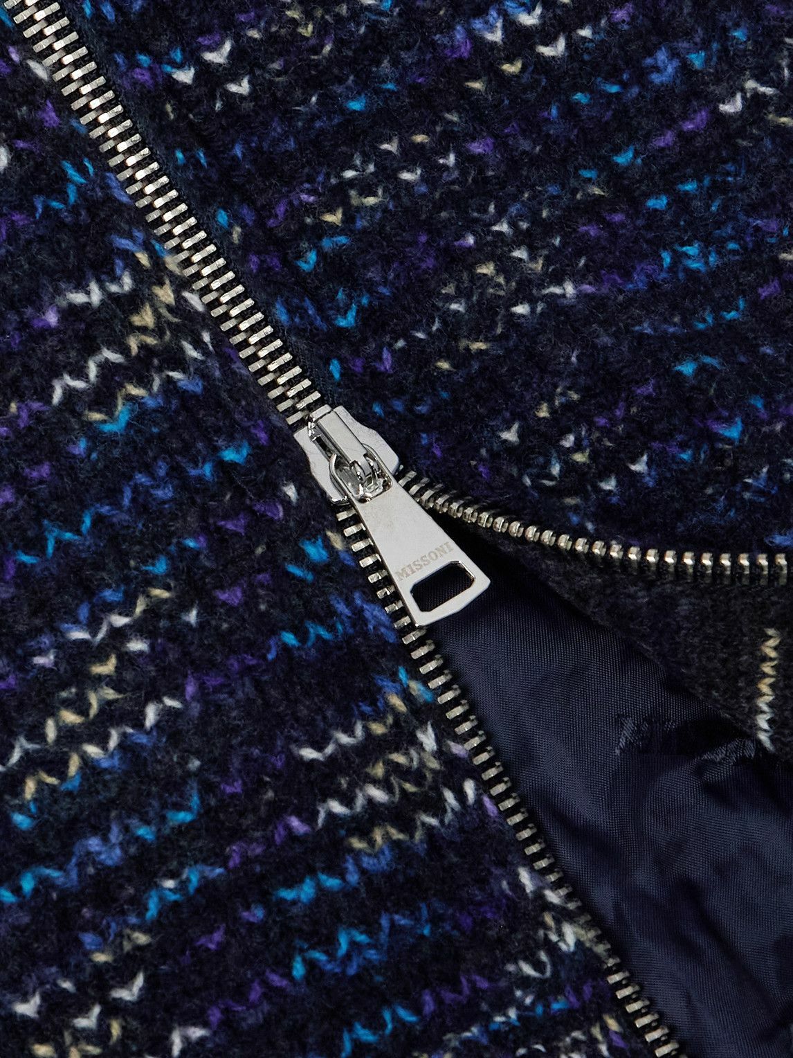 Missoni - Fleece-Trimmed Padded Space-Dyed Wool Jacket - Blue
