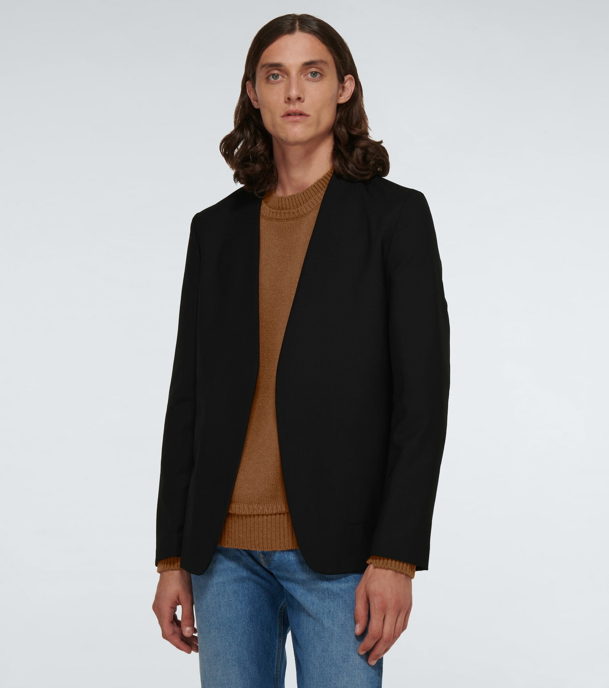 Maison Margiela - Collarless virgin wool blazer Maison Margiela