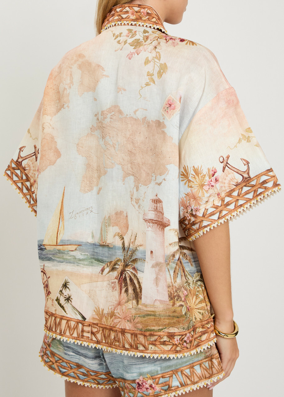 Zimmermann Mohan Printed Linen Shirt Multicoloured