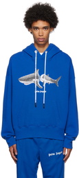 Palm Angels Blue Cotton Hoodie