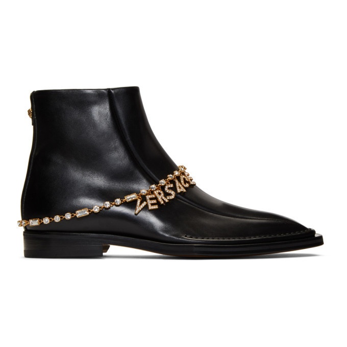 Photo: Versace Black Charm Zip-Up Boots