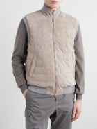 Brunello Cucinelli - Padded Cashmere-Trimmed Quilted Suede Gilet - Brown